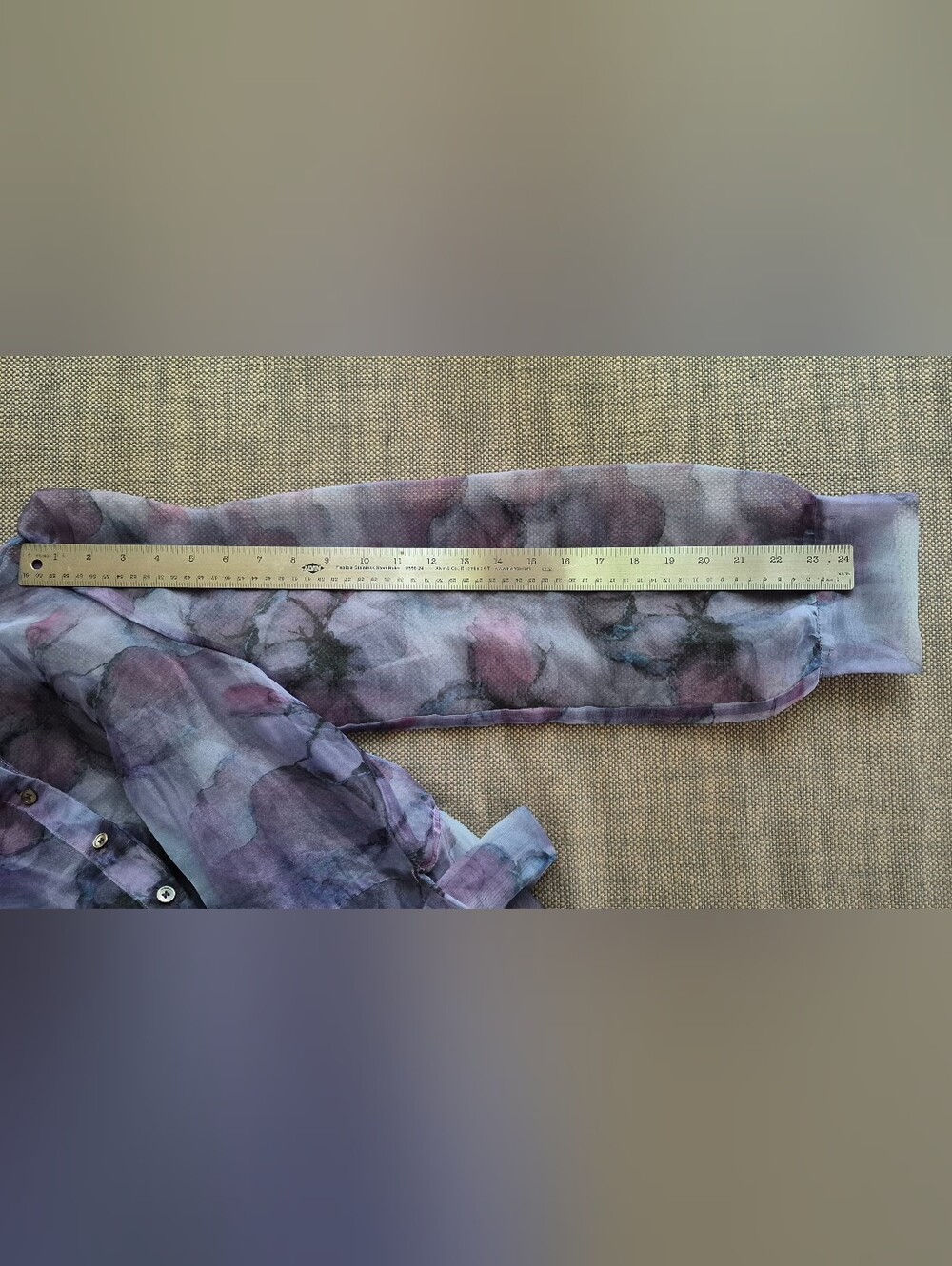 MELLODAY Long Sleeve Chiffon Dress- Navy/Purple Floral - SizeL - Picture 9 of 12